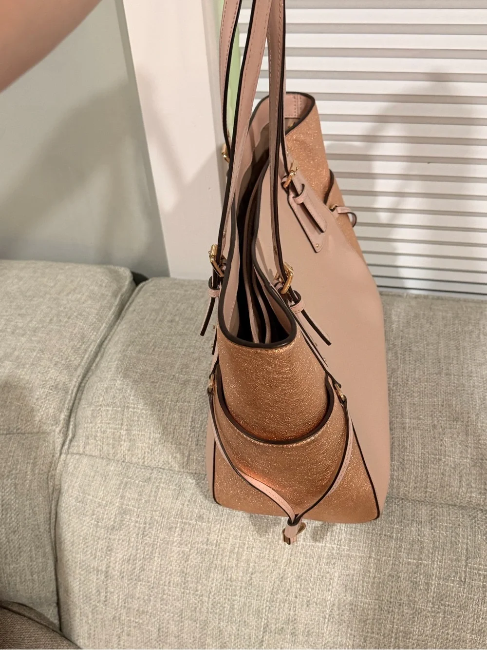 Michael Kors Blush Pink and Rose Gold Tote with Matching Wallet